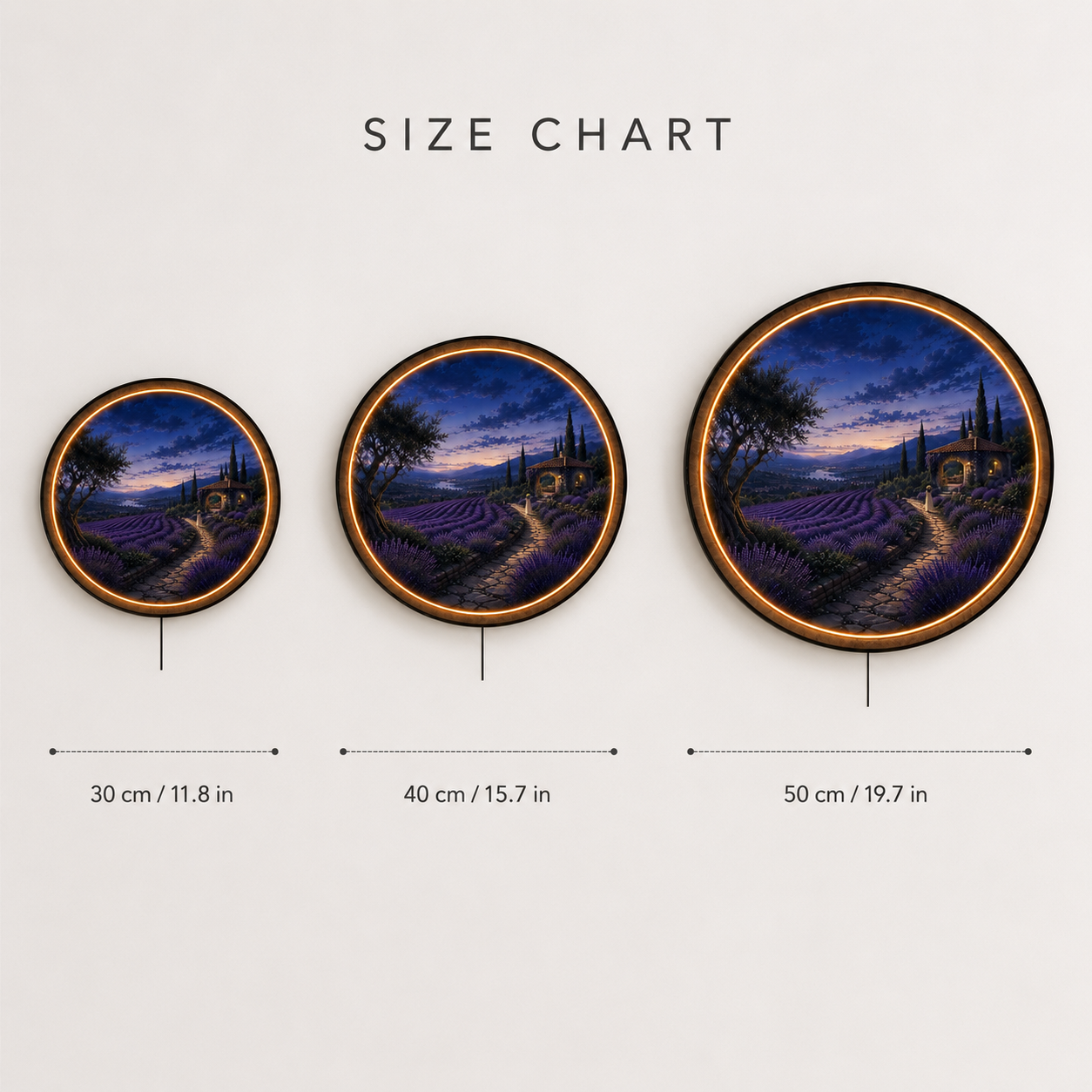 Lavender Twilight LED Wall Art – Provence Evening Landscape