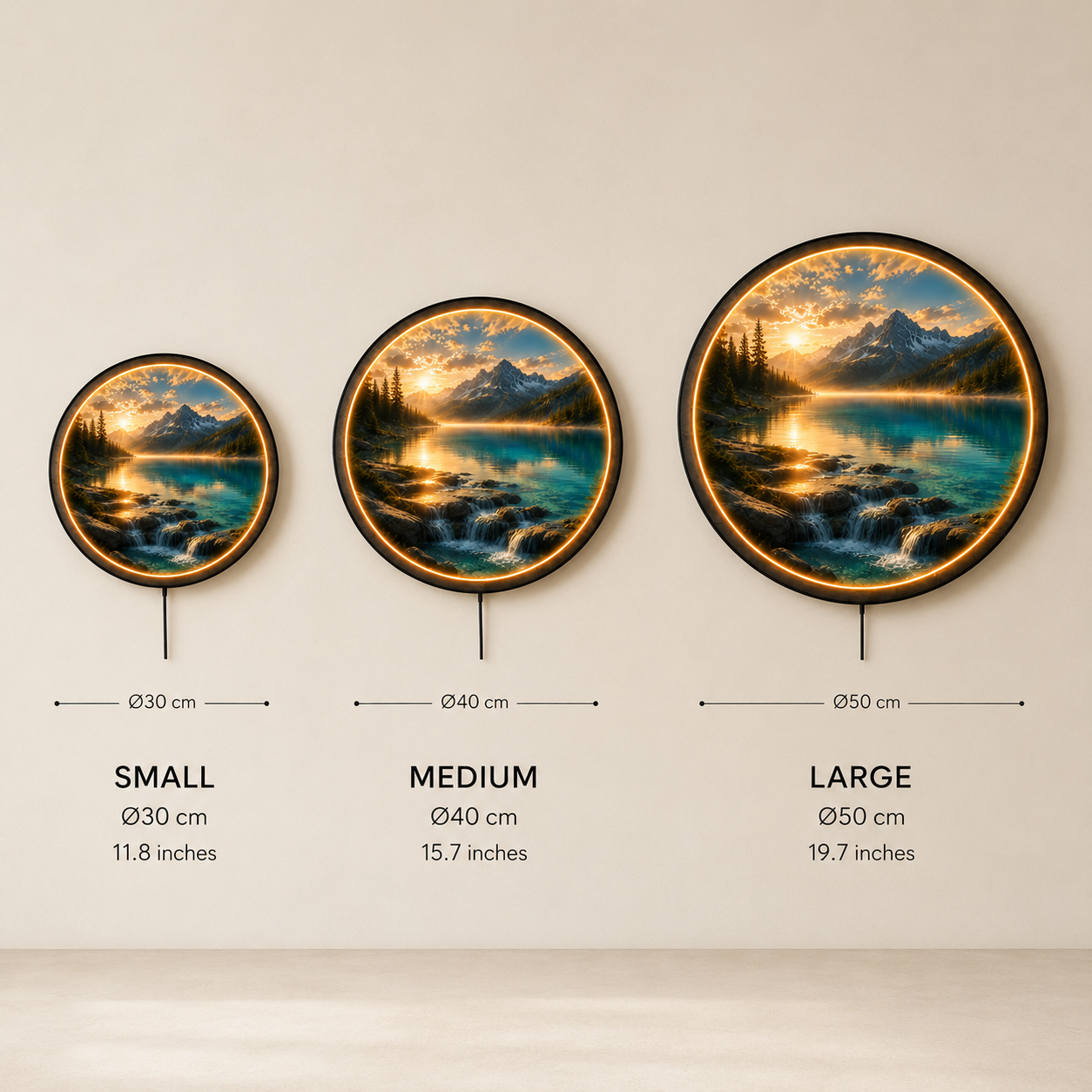 Alpine Mountain Lake LED Wall Art – Illuminated Nature Landscape Decor
