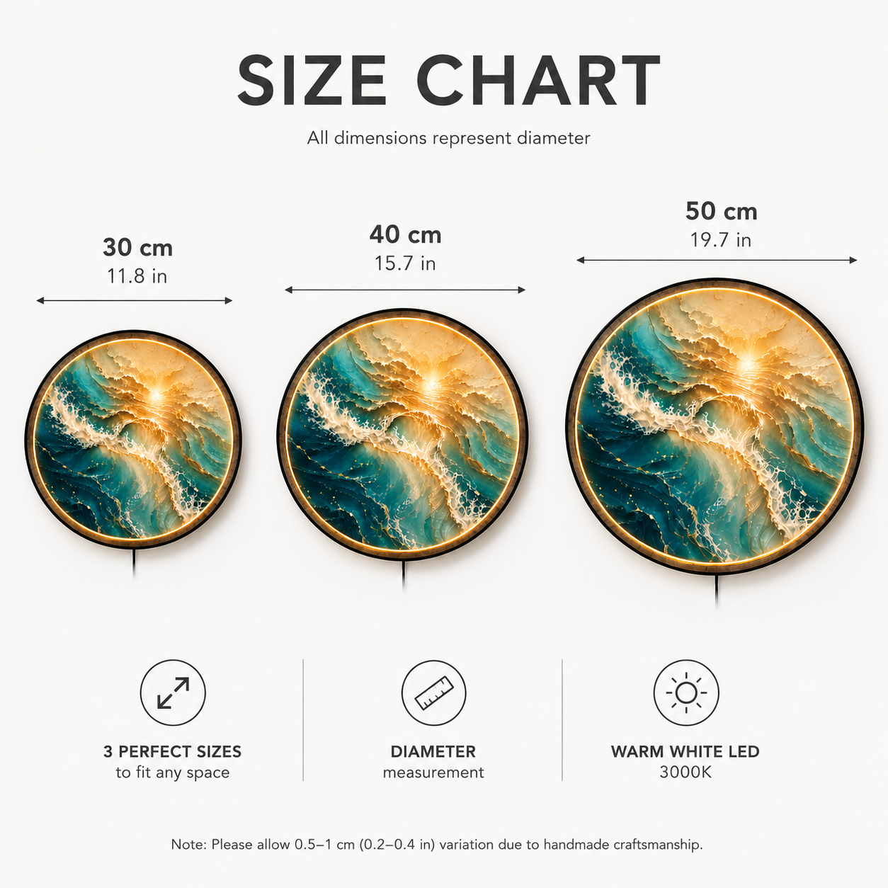 Golden Tide LED Wall Art – Illuminated Ocean & Coastal Wall Decor