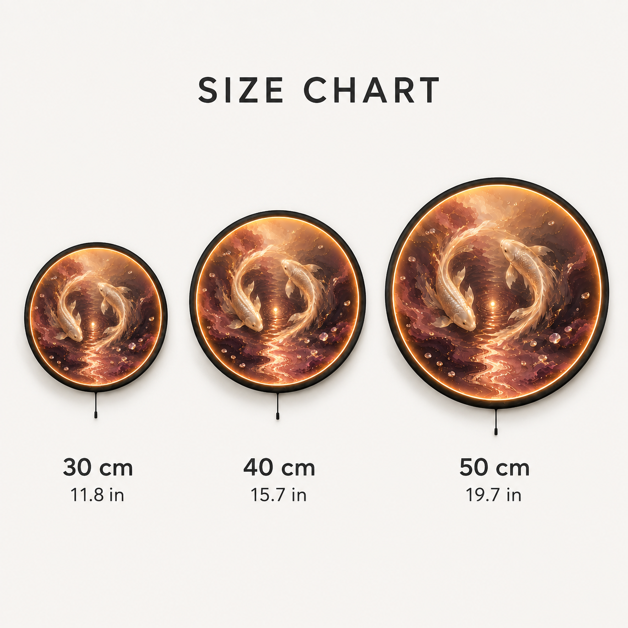 Pearl Koi LED Wall Art | Eternal Current Round Wall Decor