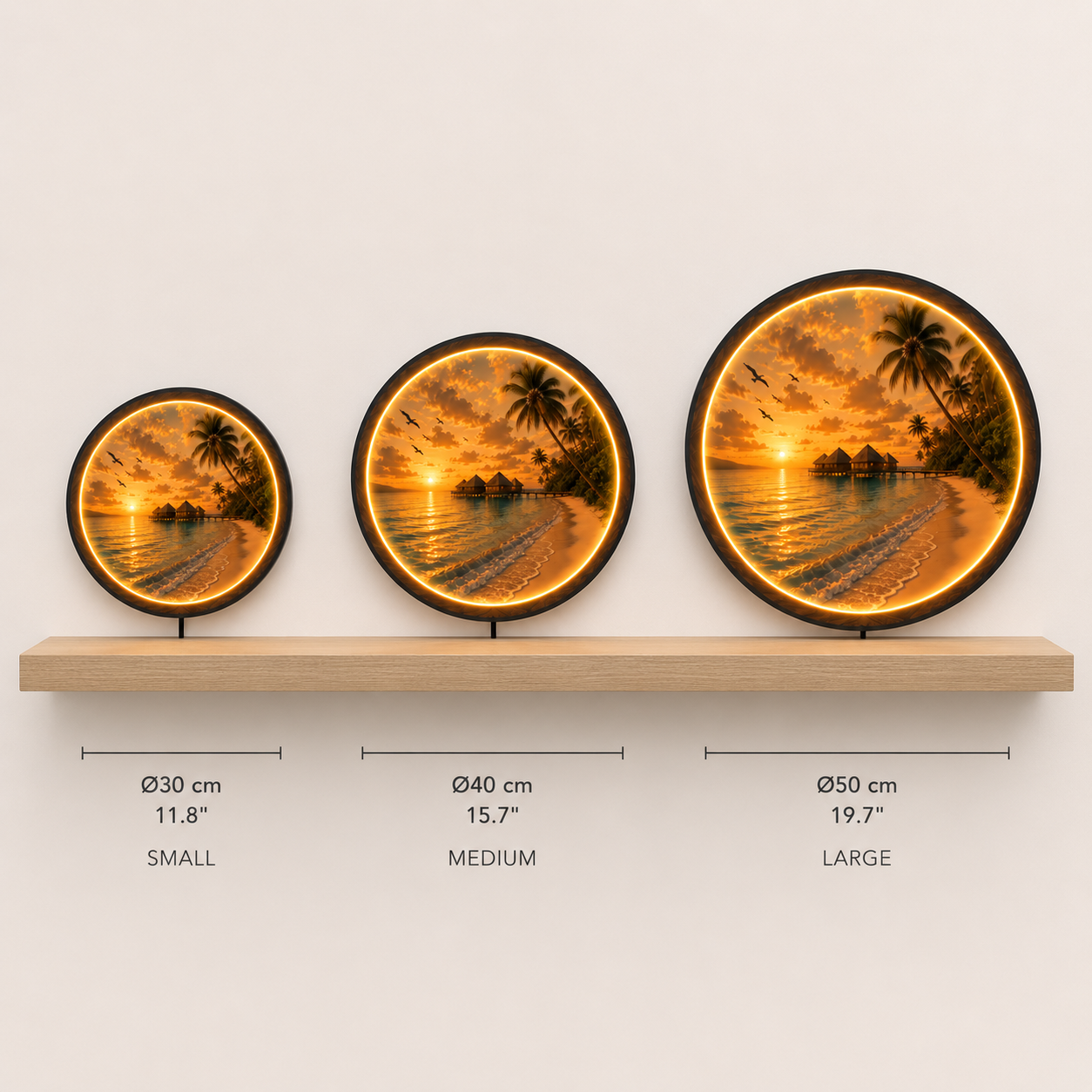 Tropical Sunset Lagoon LED Wall Art – Coastal Beach Light Decor