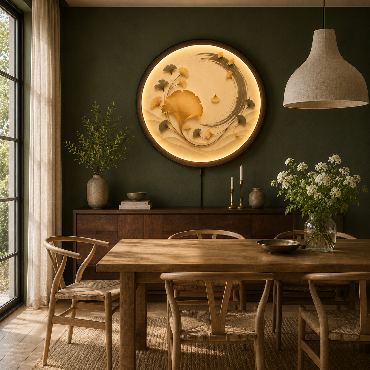 Ginkgo Harmony LED Wall Art – Minimalist Botanical Acrylic Decor