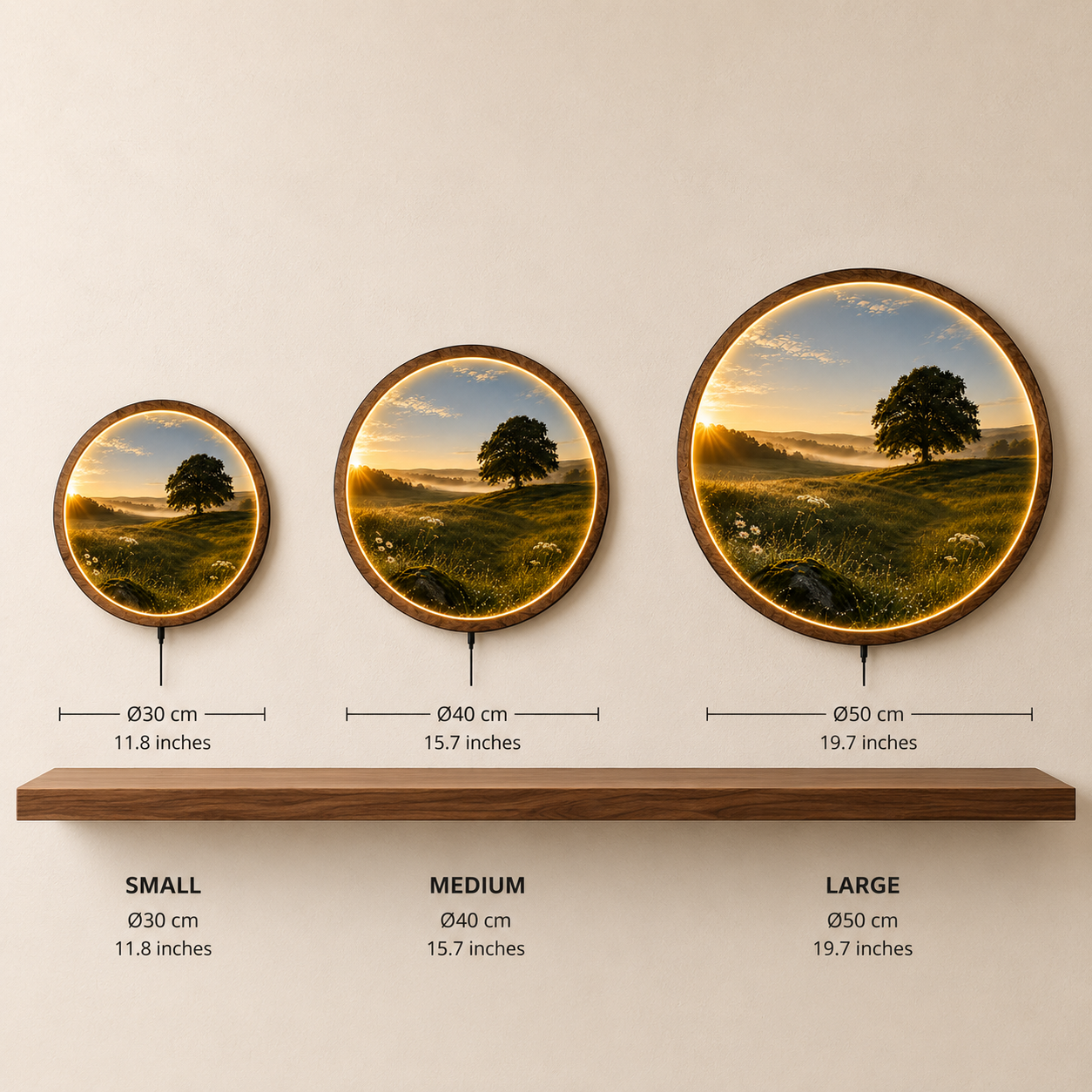 Golden Meadow Sunrise LED Wall Art – Illuminated Nature Landscape Decor
