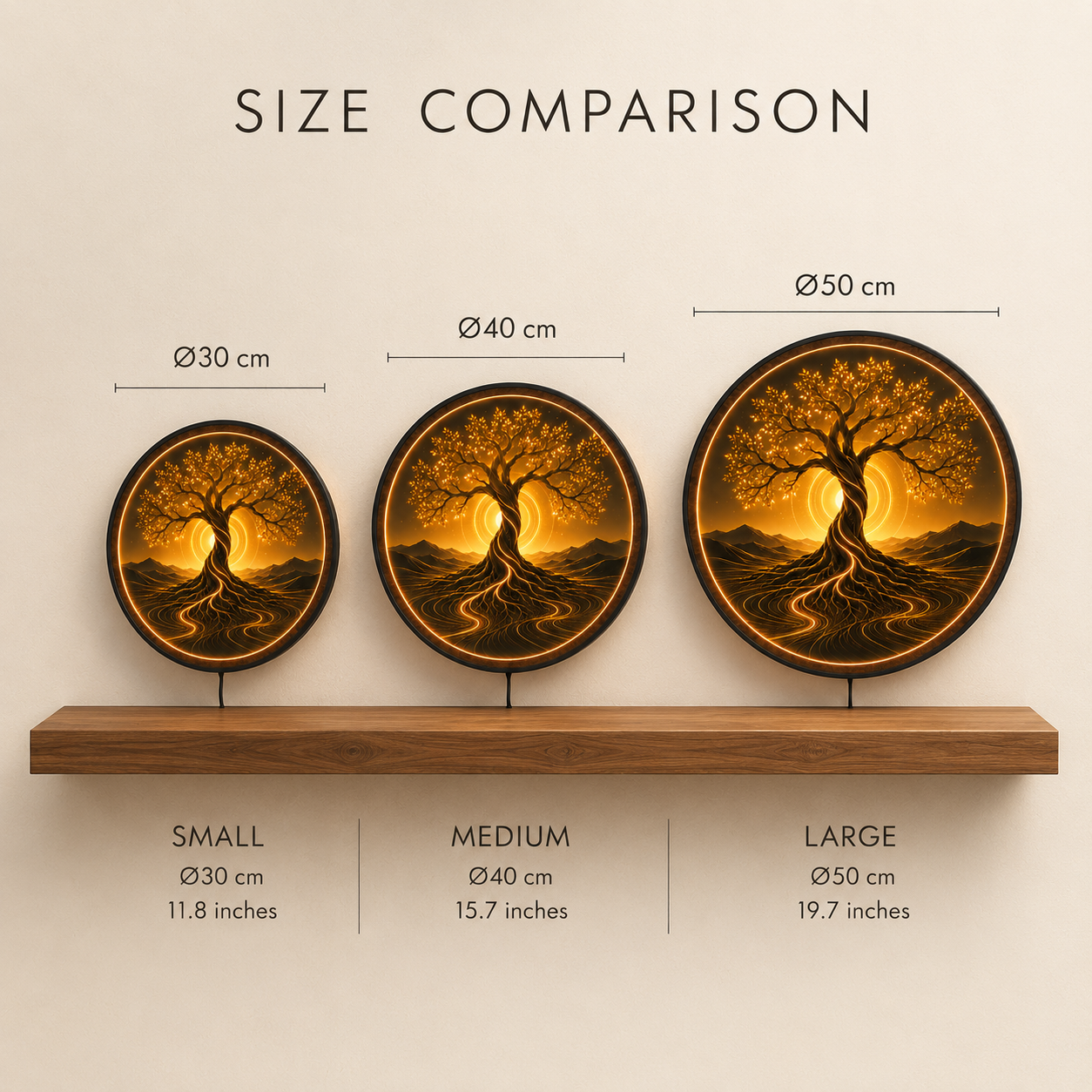 Golden Tree of Life LED Wall Art – Illuminated Nature Acrylic Decor
