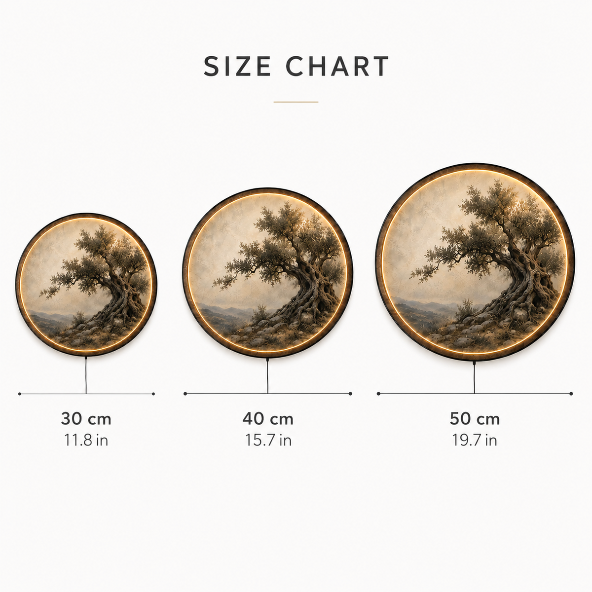 Ancient Olive Timeless Roots LED Wall Art – Nature Decor