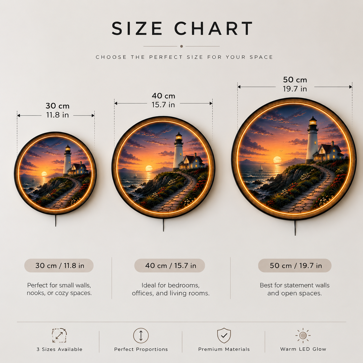 Harbor Light LED Wall Art – Coastal Lighthouse Sunset