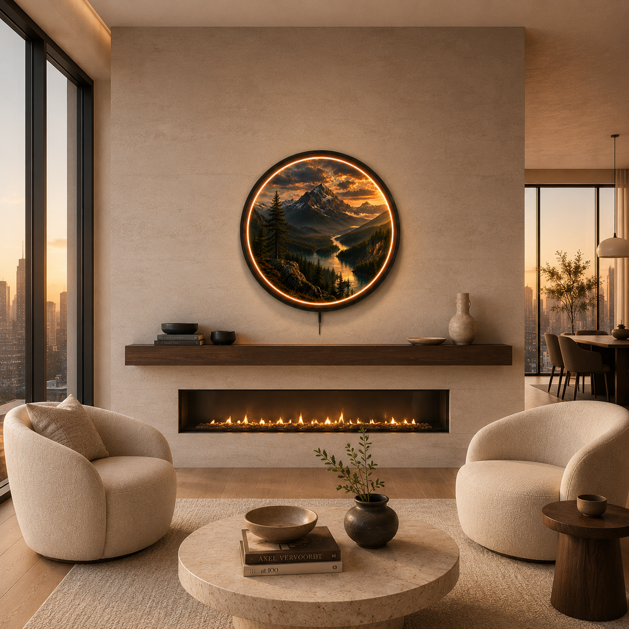 Golden Alpine River LED Wall Art