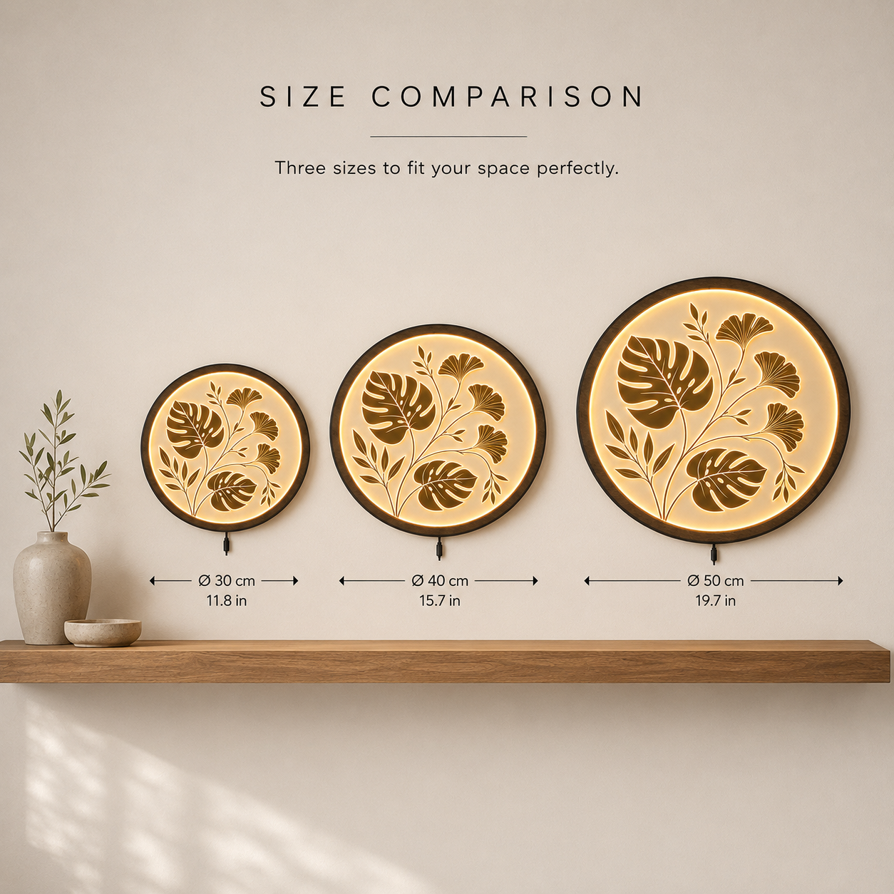 Botanical Leaf LED Wall Lamp | Monstera Ginkgo Wood Art