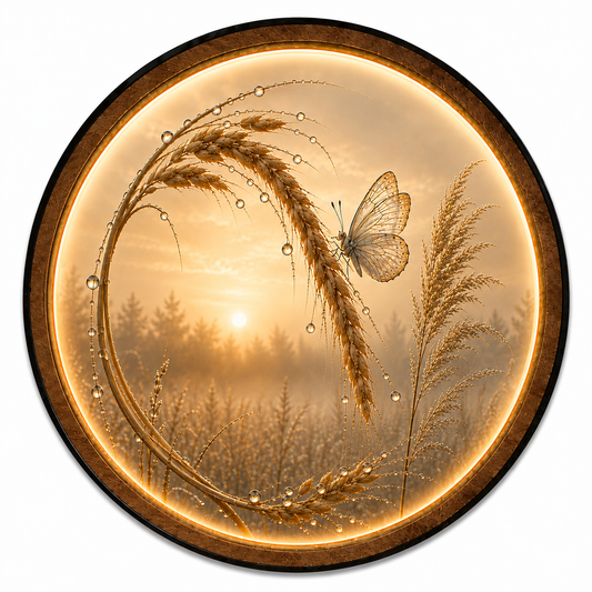 Golden Wheat & Butterfly LED Wall Art – Illuminated Nature Wall Decor | Warm White 12V LED
