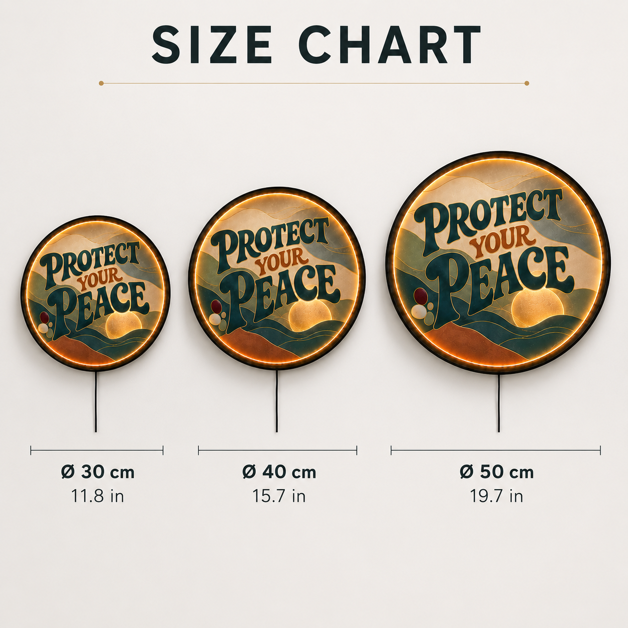 Protect Your Peace LED Wall Art – Motivational Quote Wall Decor