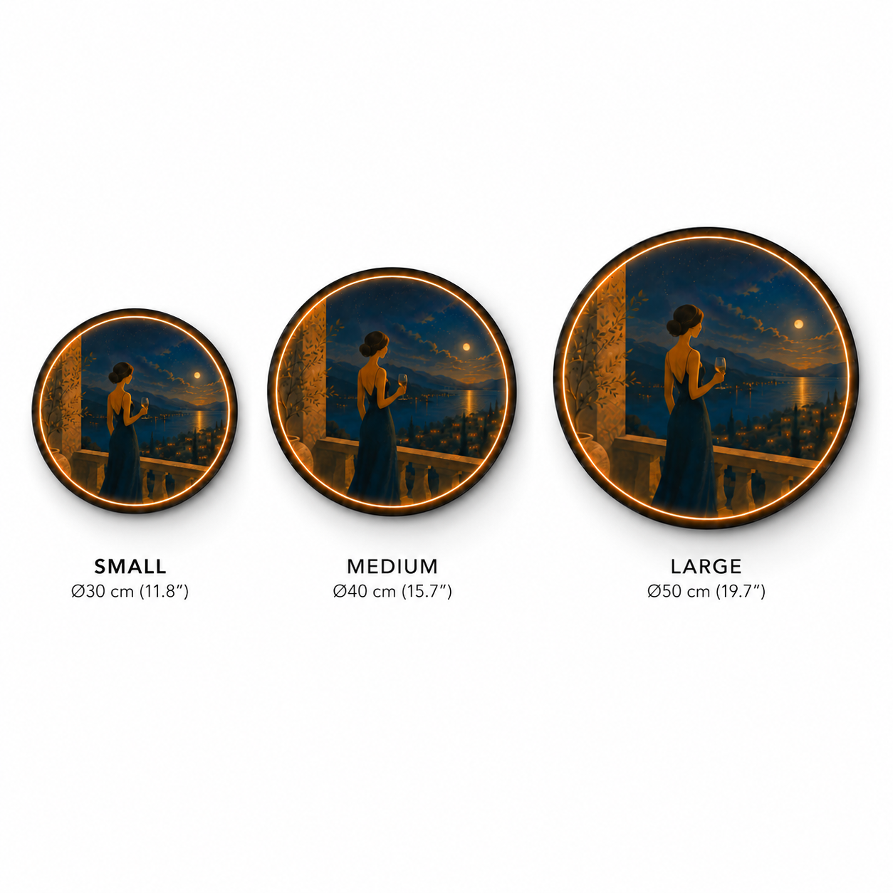 Moonlit Lake Balcony LED Wall Art – Elegant Night View Acrylic Decor