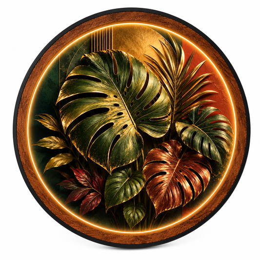 Golden Monstera Tropical LED Wall Art | Luxury Botanical Decor