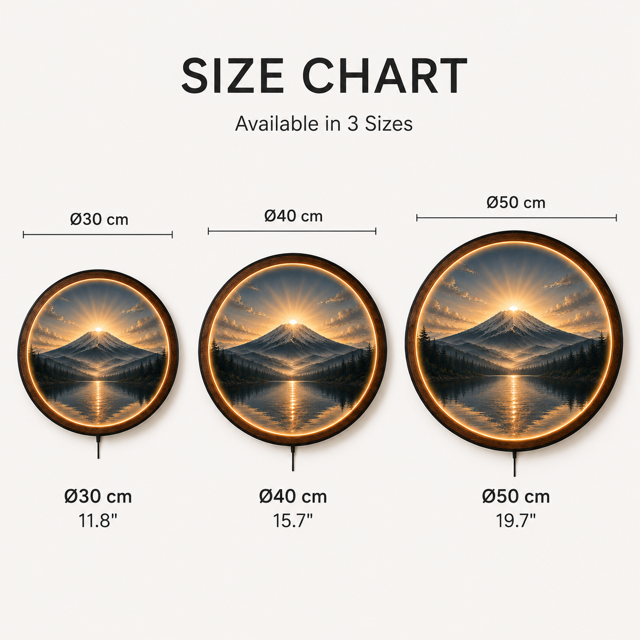 Mount Fuji Sunrise LED Wall Art – Round Illuminated Acrylic Decor