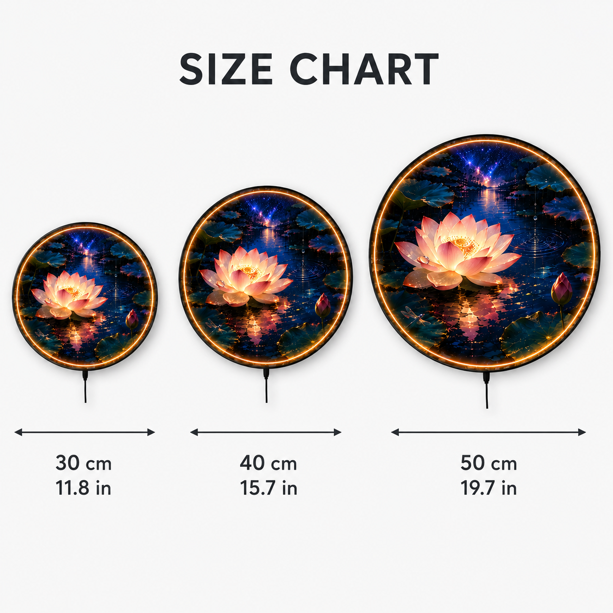 Midnight Lotus – Luminous Dew LED Wall Art