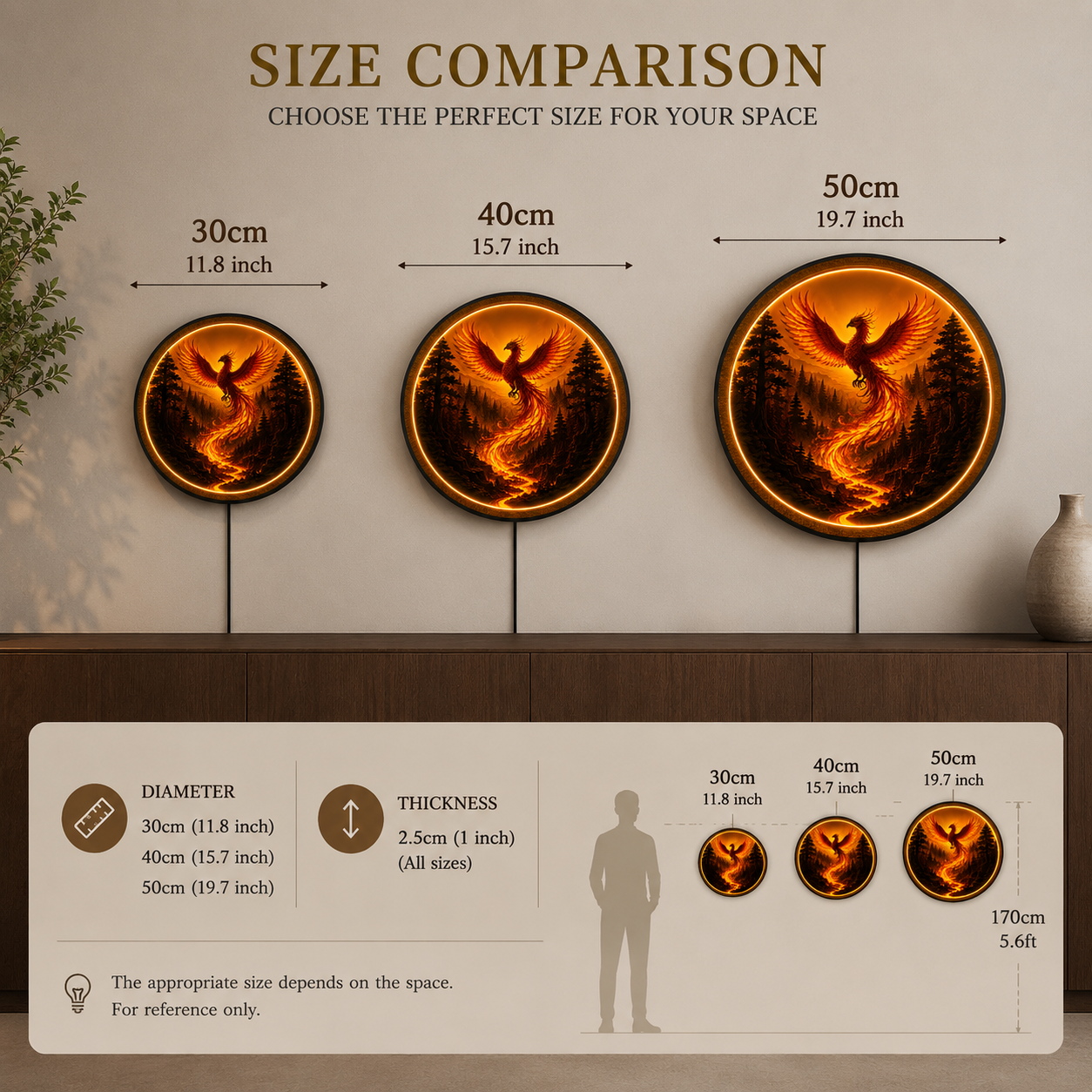 Phoenix Rising LED Wall Art – Illuminated Mythical Bird Decor