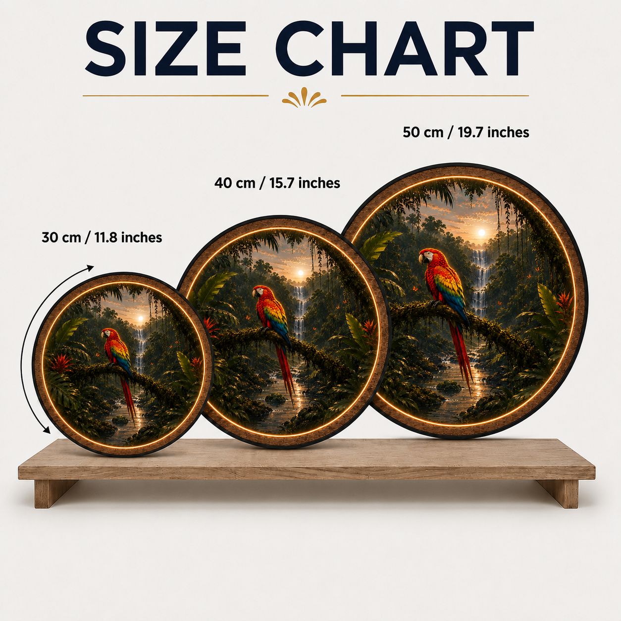 Tropical Macaw LED Wall Art – Rainforest Waterfall Lighted Decor