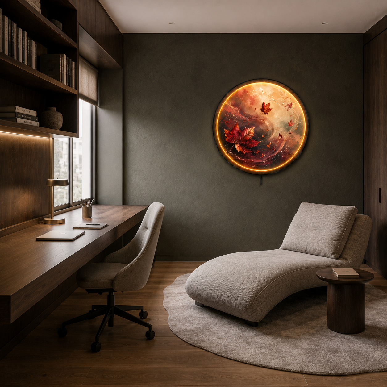 Autumn Whisper LED Wall Art – Illuminated Maple Leaf Wall Decor