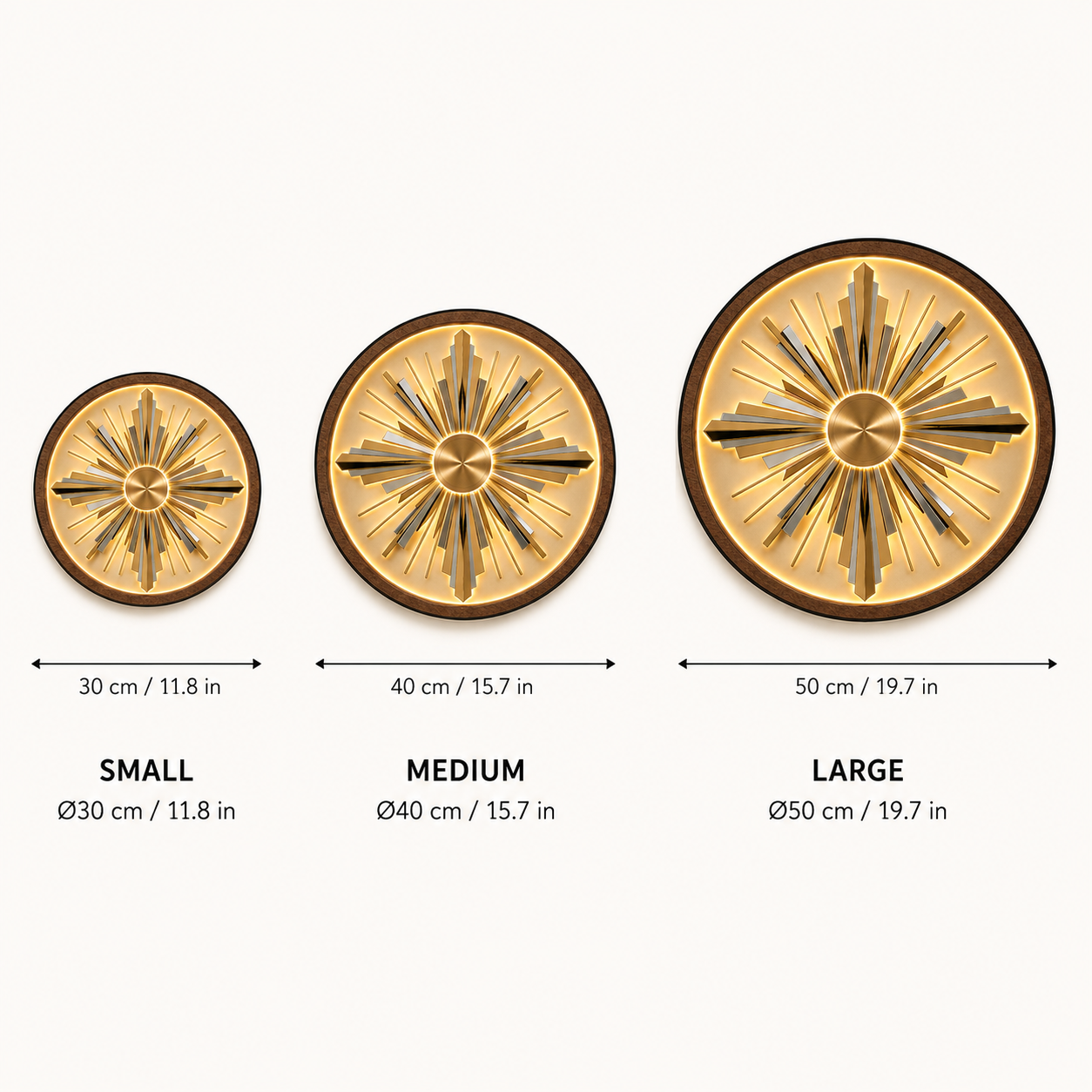 Art Decor Sunburst LED Wall Lamp | Gold Wood Art Decor