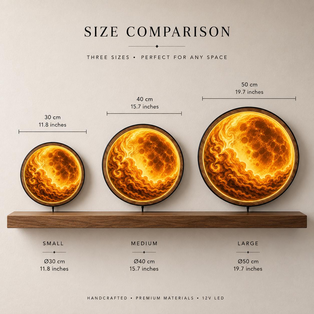 Golden Moon Abstract LED Wall Art – Illuminated Acrylic Round Wall Decor
