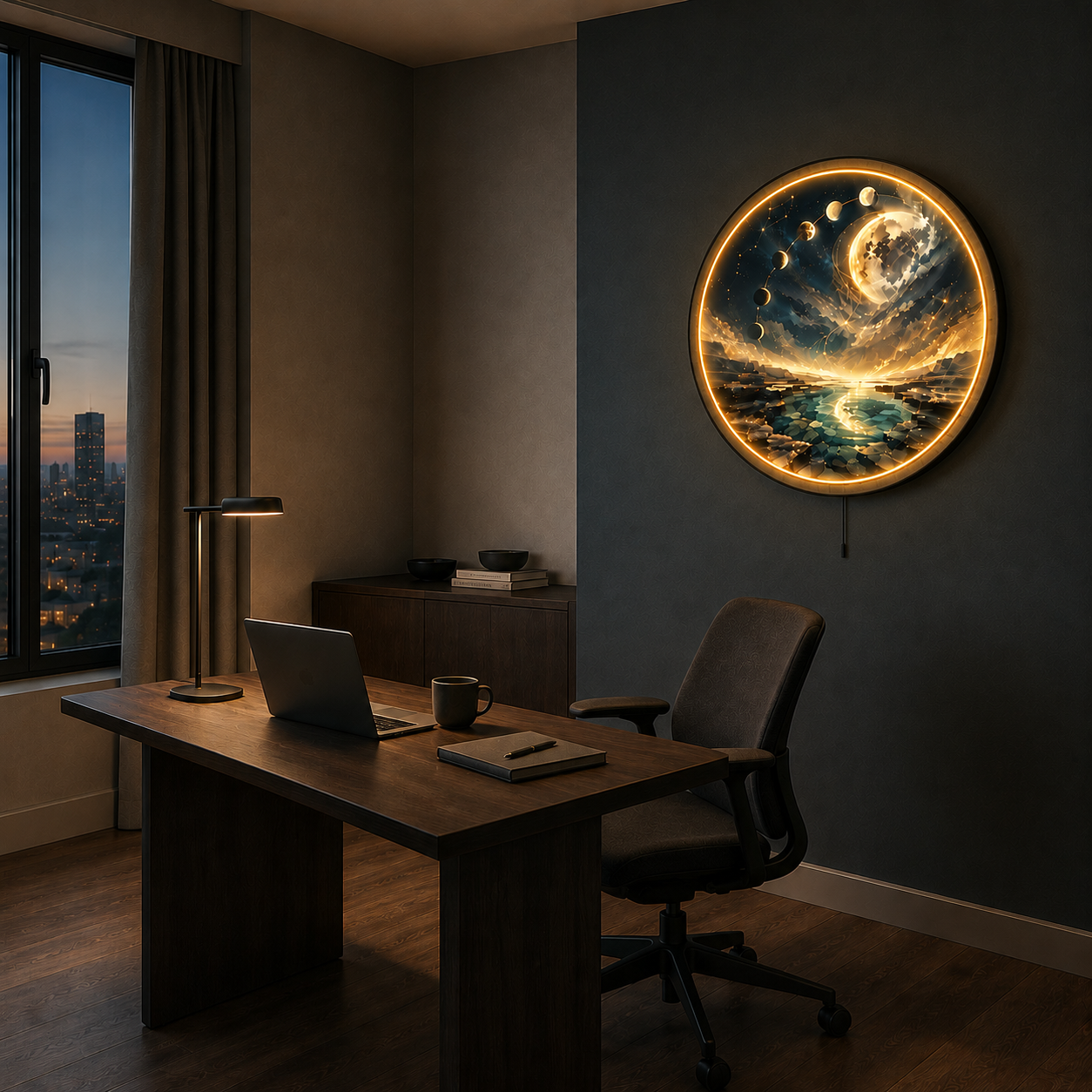 Lunar Passage LED Wall Art – Moon Phase Celestial Wall Decor