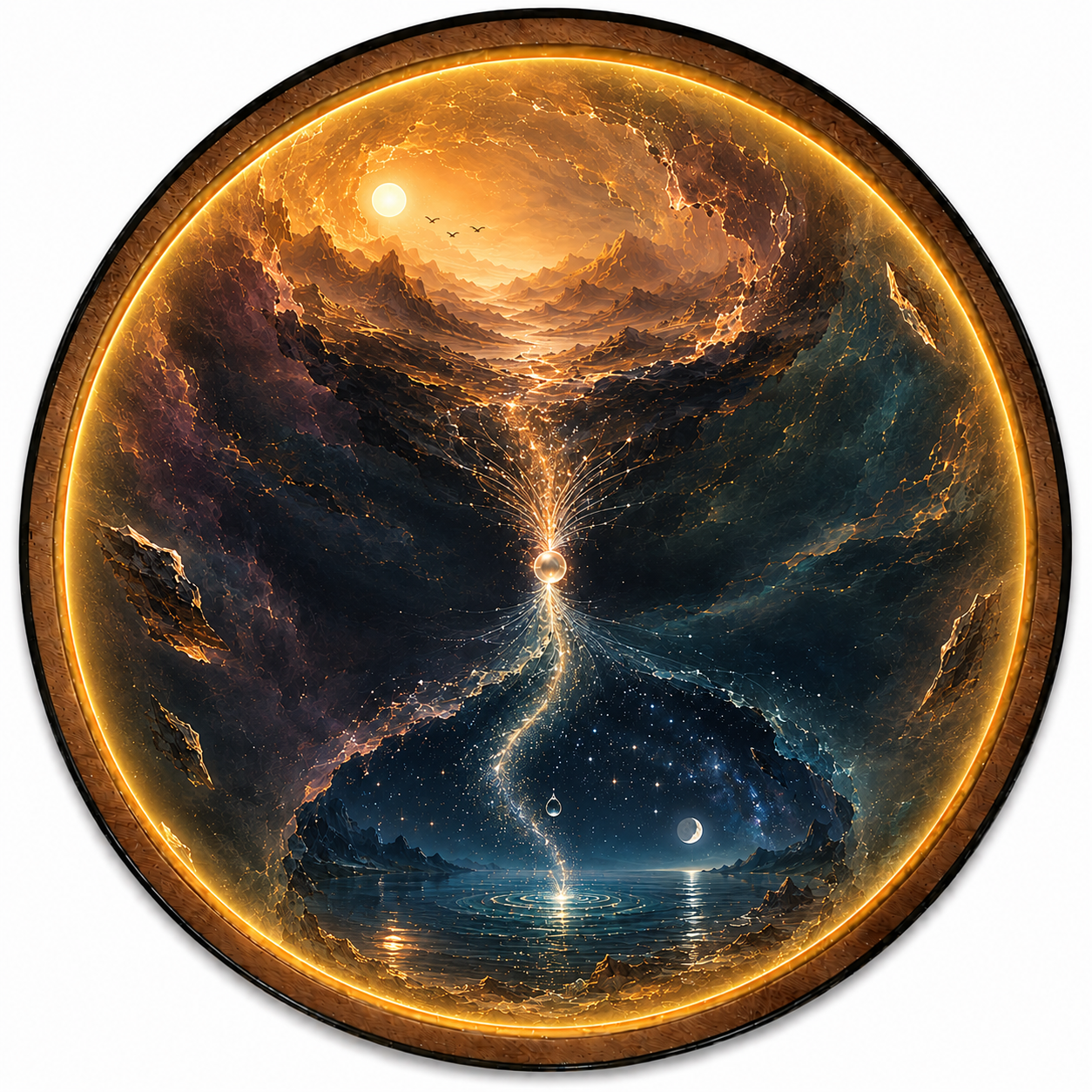 Between Two Worlds LED Wall Art – Celestial Portal Landscape