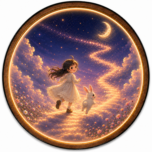 Moonlit Dream Path LED Wall Art – Round Acrylic Light Decor