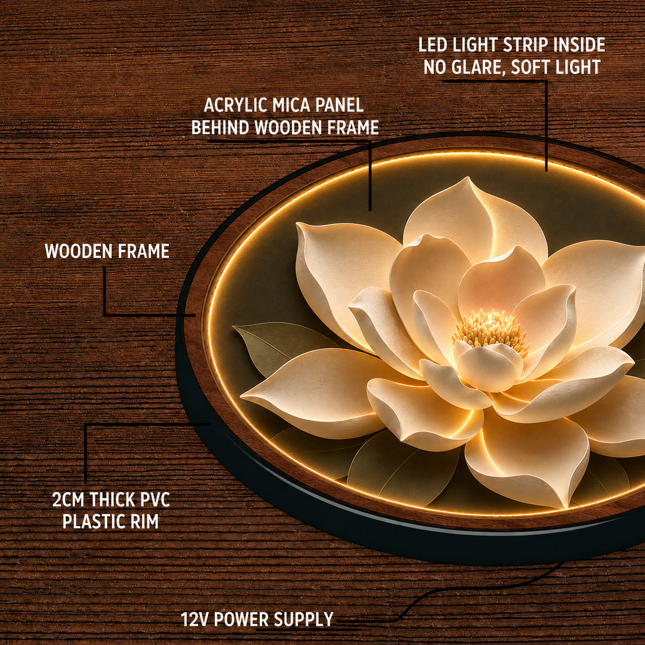 White Magnolia LED Wall Art – Elegant Floral Acrylic Light Decor