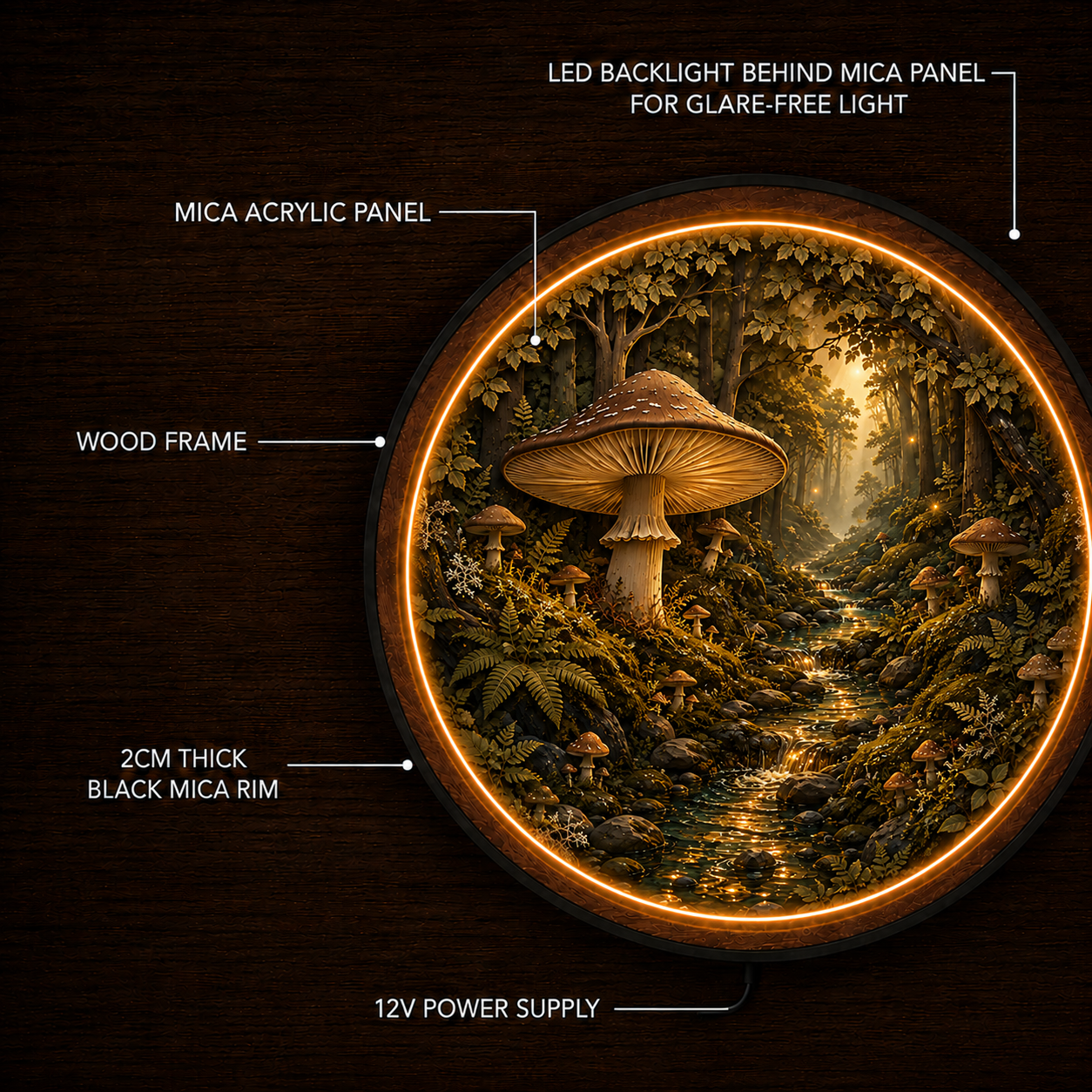 Enchanted Forest Mushroom LED Wall Art – Illuminated Nature Decor
