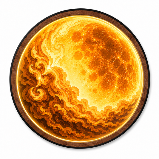 Golden Moon Abstract LED Wall Art – Illuminated Acrylic Round Wall Decor